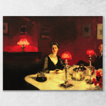 Il Bicchiere Di Porto Al Tavolo Da Pranzo Di Notte John Singer Sargent jss135 quadro stampato su tela