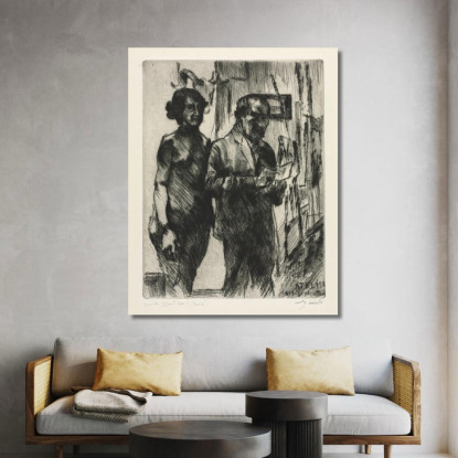 Dans L'Atelier Lovis Corinth lcr44 tableau impression sur toile