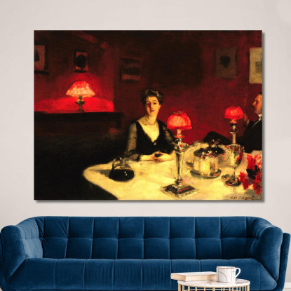 Il Bicchiere Di Porto Al Tavolo Da Pranzo Di Notte John Singer Sargent jss135 quadro stampato su tela