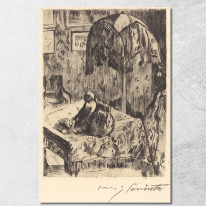 Intérieur Avec Lampe Sur Pied Lovis Corinth lcr47 tableau impression sur toile