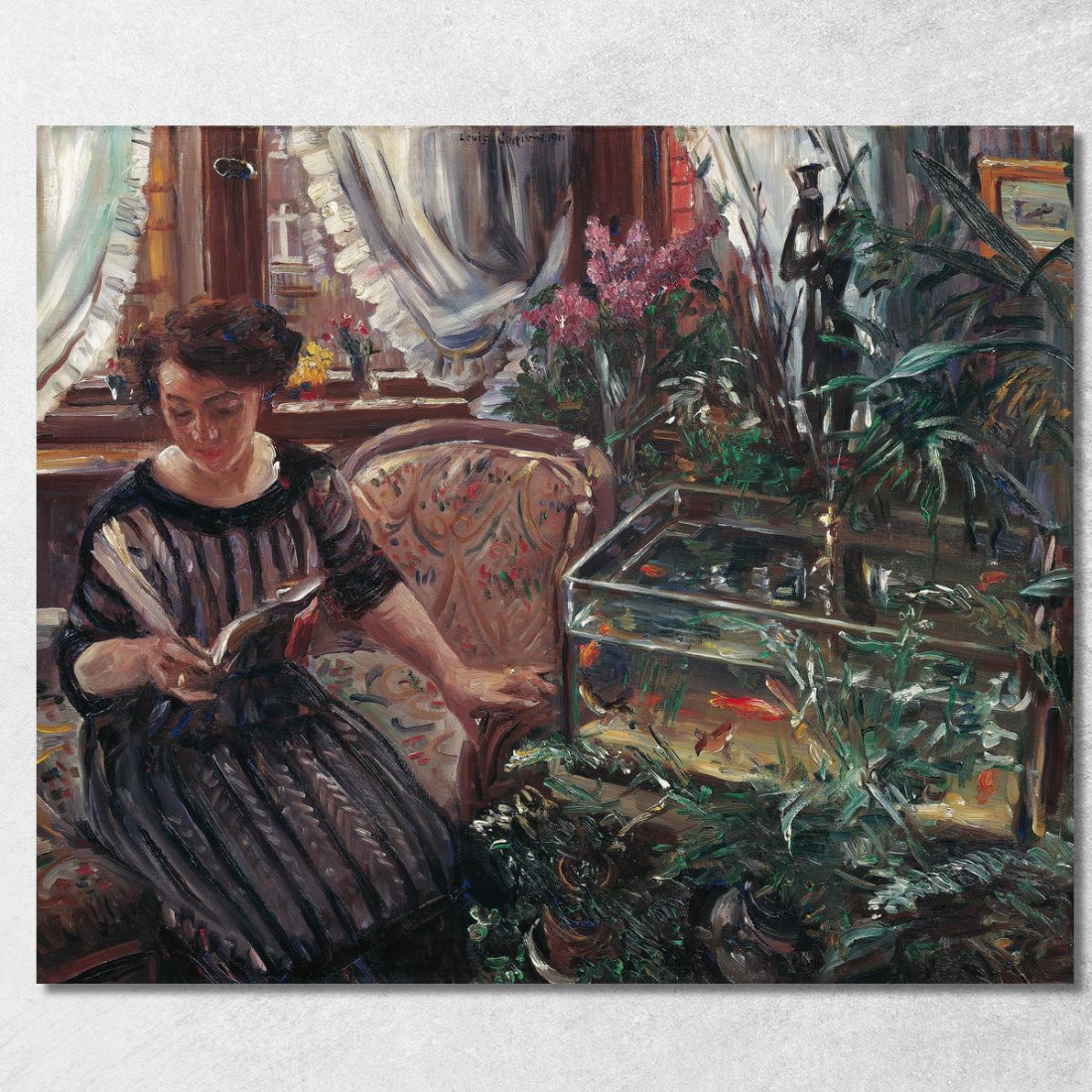 Dame Au Bassin Aux Poissons Rouges Lovis Corinth lcr50 tableau impression sur toile