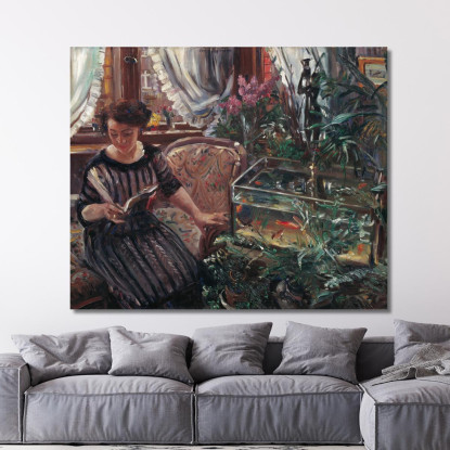 Dame Au Bassin Aux Poissons Rouges Lovis Corinth lcr50 tableau impression sur toile
