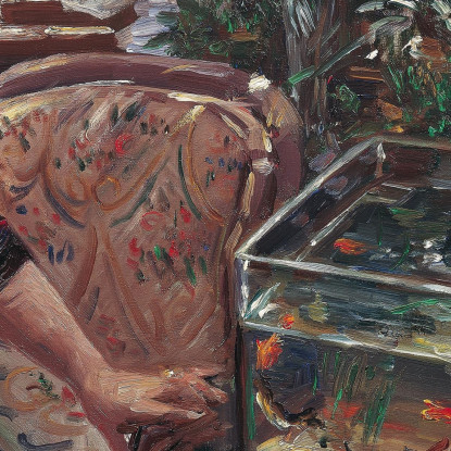 Dame Au Bassin Aux Poissons Rouges Lovis Corinth lcr50 tableau impression sur toile