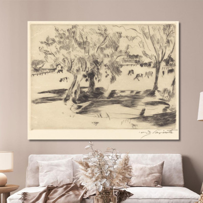 Paysage Avec Vaches Lovis Corinth lcr52 tableau impression sur toile