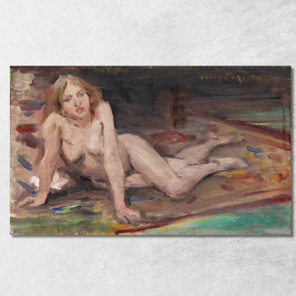 Nu De Jeune Fille Blonde Allongée Sur Un Tapis Coloré Lovis Corinth lcr56 tableau impression sur toile