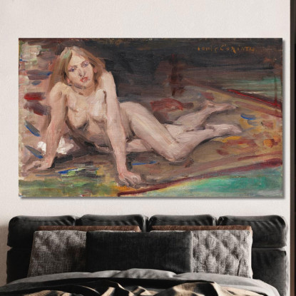 Nu De Jeune Fille Blonde Allongée Sur Un Tapis Coloré Lovis Corinth lcr56 tableau impression sur toile