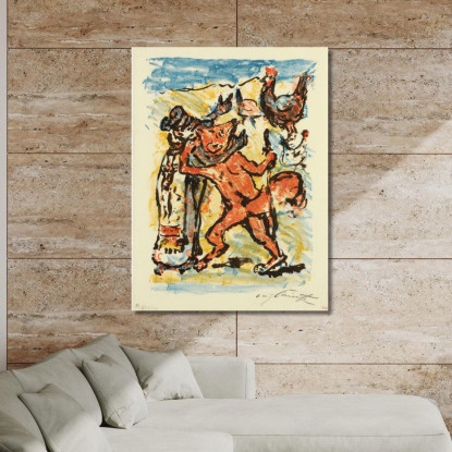 Reinecke Et Grimbart Le Blaireau En Pèlerinage Regardent Un Coq Bien Nourri Que Reinecke Tente De Manger Ii Lovis Corinth lcr72