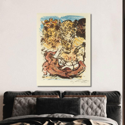 Reinecke Devant Le Roi Nobel Et Sa Femme Braun L'Ours Et Hinze Le Chat Lovis Corinth lcr73 tableau impression sur toile