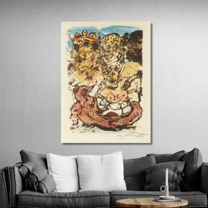 Reinecke Devant Le Roi Nobel Et Sa Femme Braun L'Ours Et Hinze Le Chat Lovis Corinth lcr73 tableau impression sur toile