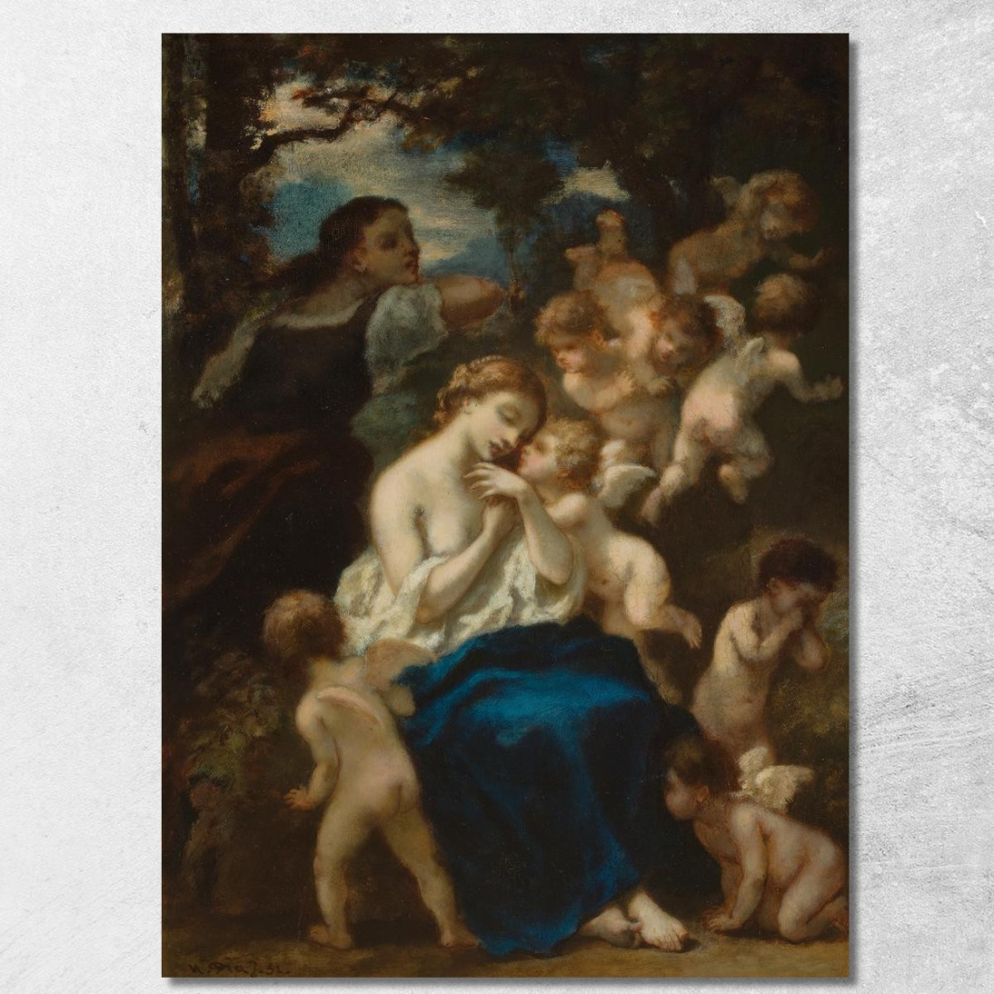 Una Ninfa Con Cupidi Narcisse-Virgile Diaz de La Peña nvd1 quadro stampato su tela