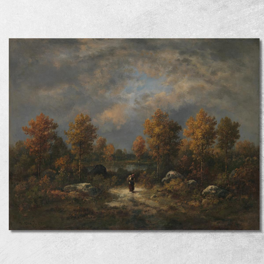 Autunno Lo Stagno Nel Bosco Narcisse-Virgile Diaz de La Peña nvd6 quadro stampato su tela