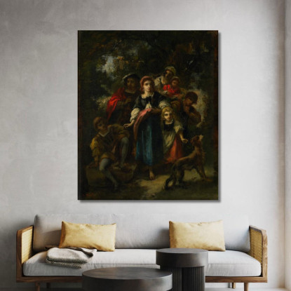 Discesa Degli Zingari Narcisse-Virgile Diaz de La Peña nvd15 quadro stampato su tela
