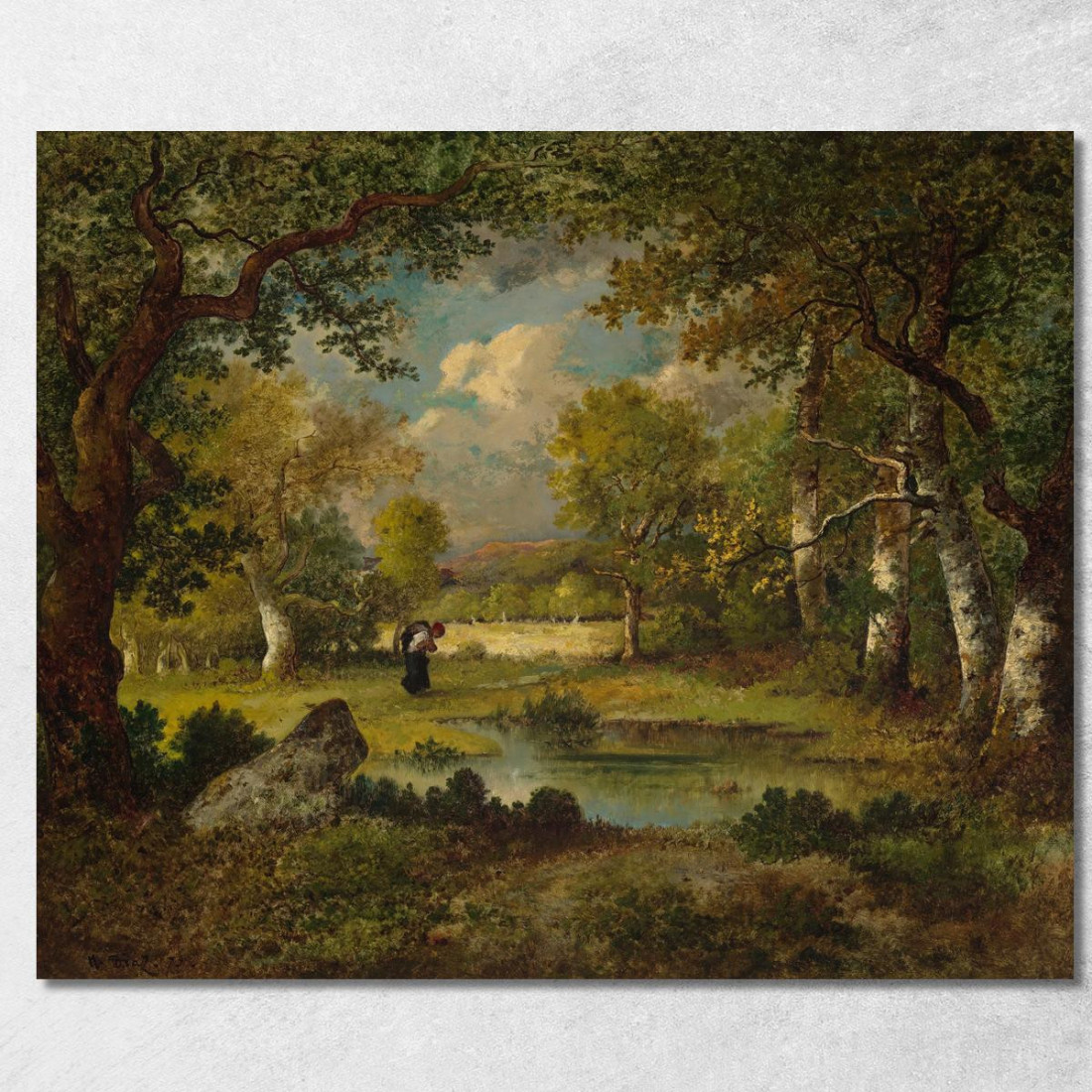 Boscaiola Stagno E Bordo Della Radura Narcisse-Virgile Diaz de La Peña nvd22 quadro stampato su tela