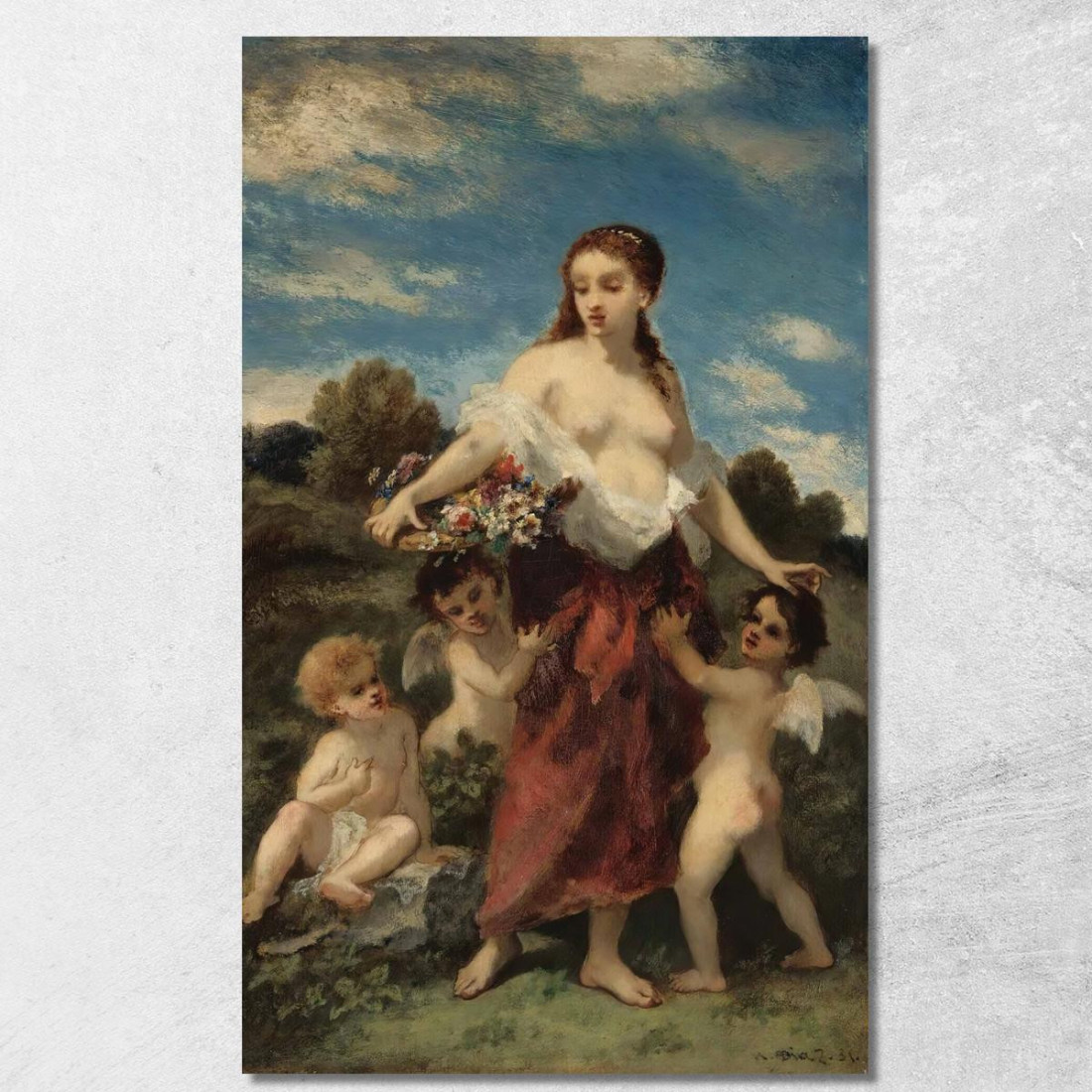 Flora Colta Dall'Amore O L'Innocenza In Pericolo Narcisse-Virgile Diaz de La Peña nvd26 quadro stampato su tela