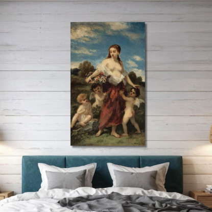 Flora Colta Dall'Amore O L'Innocenza In Pericolo Narcisse-Virgile Diaz de La Peña nvd26 quadro stampato su tela