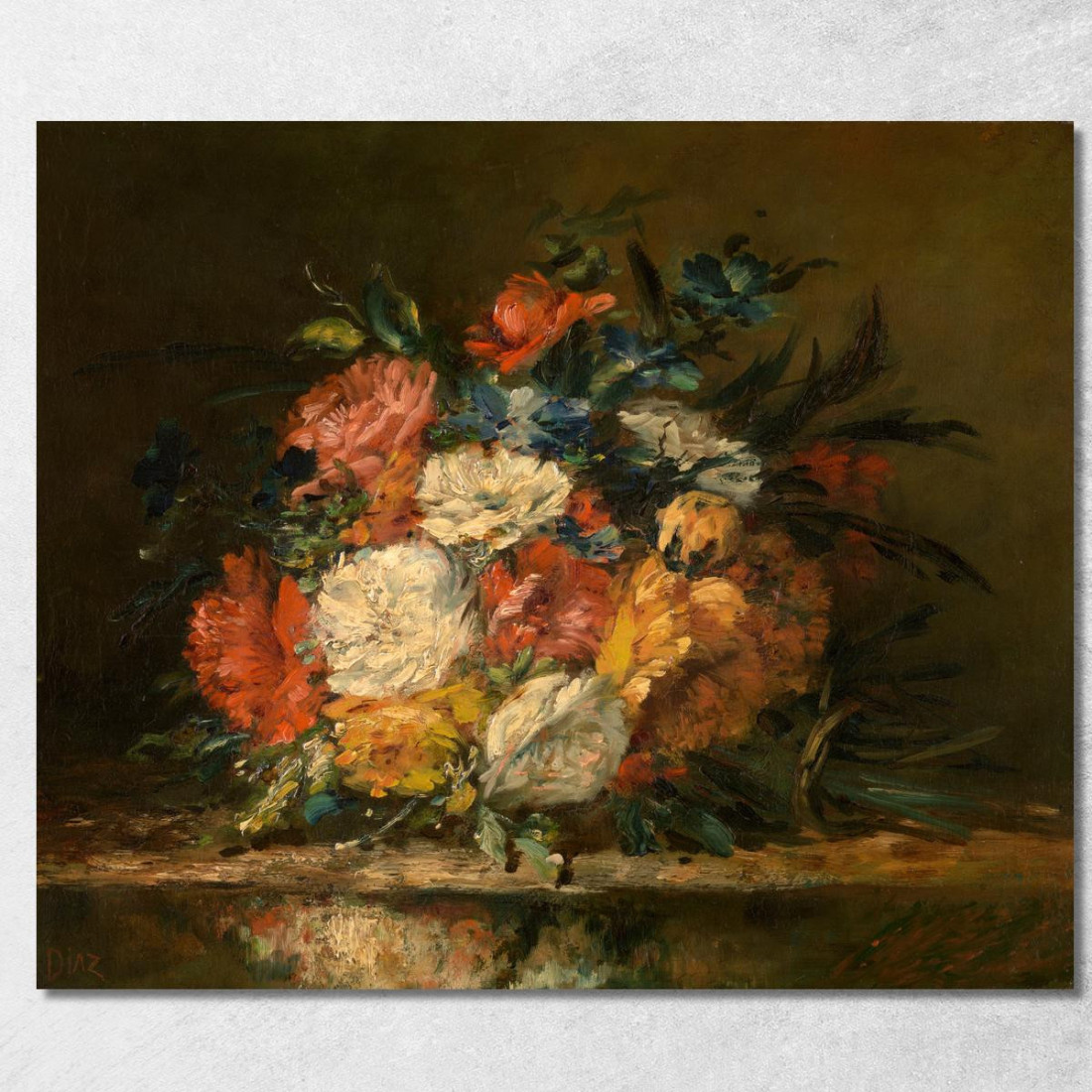 Fiori Narcisse-Virgile Diaz de La Peña nvd27 quadro stampato su tela