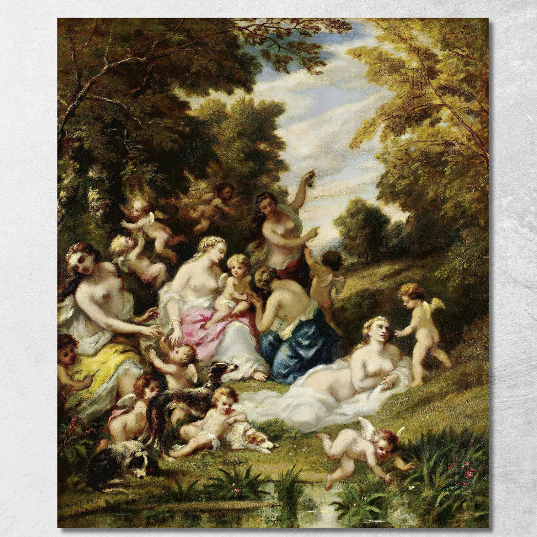La Festa Degli Amori Narcisse-Virgile Diaz de La Peña nvd37 quadro stampato su tela