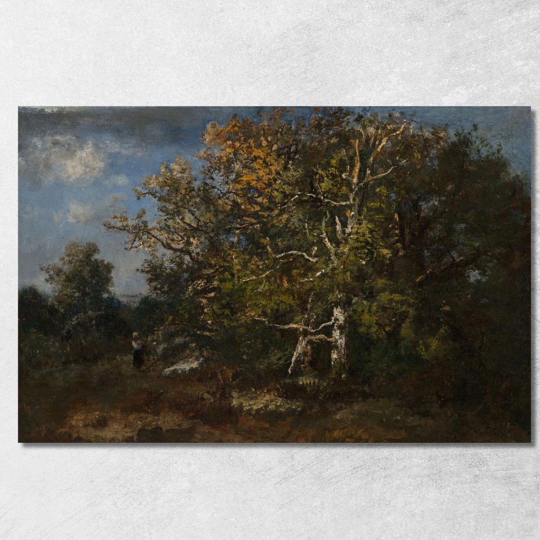 Contadina Nella Foresta D'Autunno Narcisse-Virgile Diaz de La Peña nvd54 quadro stampato su tela