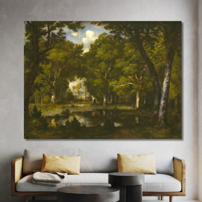 Stagno Nel Bosco Narcisse-Virgile Diaz de La Peña nvd57 quadro stampato su tela
