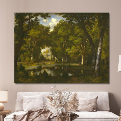 Stagno Nel Bosco Narcisse-Virgile Diaz de La Peña nvd57 quadro stampato su tela
