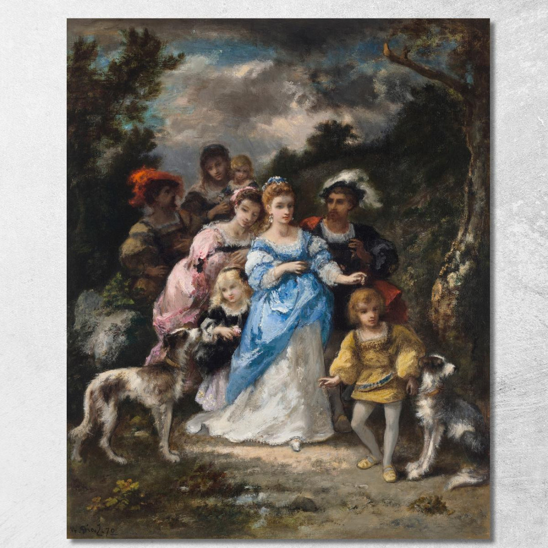 Passeggiata Con L'Abito Blu Narcisse-Virgile Diaz de La Peña nvd58 quadro stampato su tela