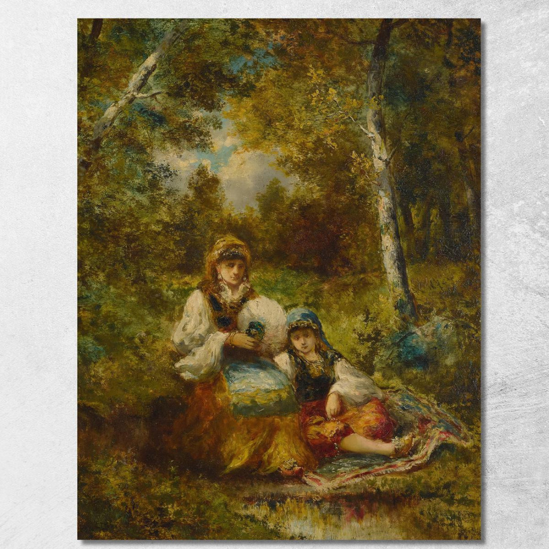 Riposo Di Bohémiens Nella Foresta (Schizzo) Narcisse-Virgile Diaz de La Peña nvd60 quadro stampato su tela