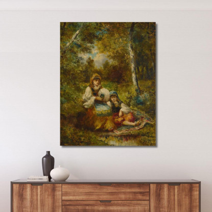 Riposo Di Bohémiens Nella Foresta (Schizzo) Narcisse-Virgile Diaz de La Peña nvd60 quadro stampato su tela