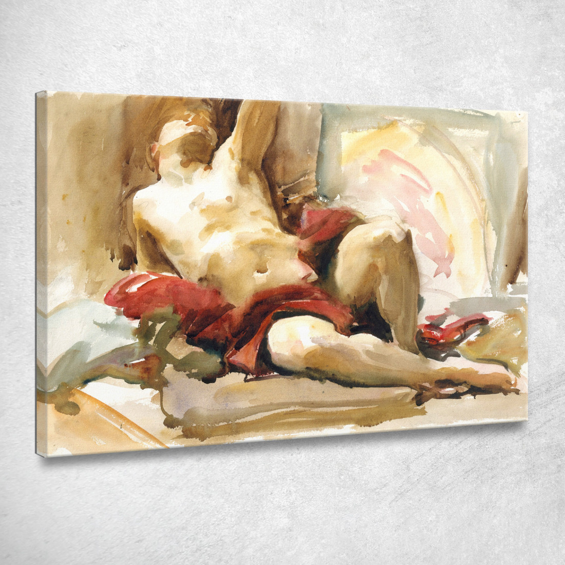 Uomo Con Drappeggio Rosso John Singer Sargent jss155 quadro stampato su tela