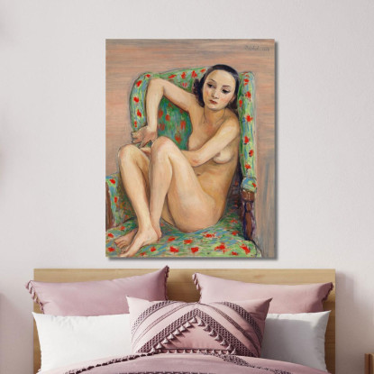 Modella Su Una Sedia Verde Nils Dardel ndr32 quadro stampato su tela