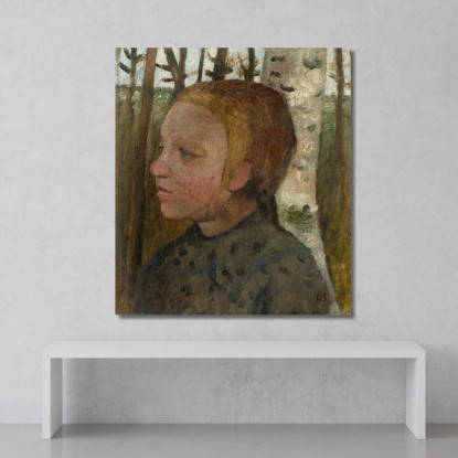 Busto Di Una Ragazza Rivolta A Sinistra Davanti A Betulle Paula Modersohn-Becker pmb6 quadro stampato su tela