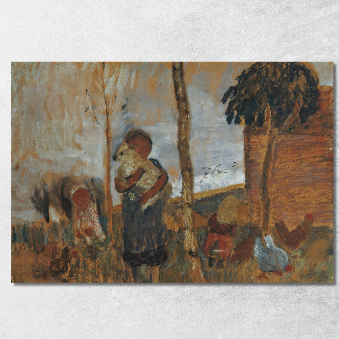 Bambini E Galline Davanti A Un Paesaggio Paula Modersohn-Becker pmb9 quadro stampato su tela