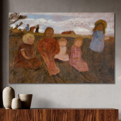 Cinque Bambini Su Un Pendio Elsbeth A Destra Paula Modersohn-Becker pmb12 quadro stampato su tela
