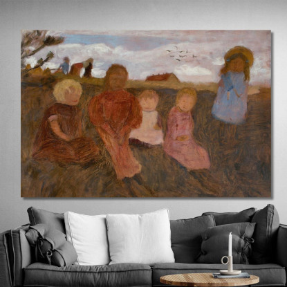 Cinque Bambini Su Un Pendio Elsbeth A Destra Paula Modersohn-Becker pmb12 quadro stampato su tela