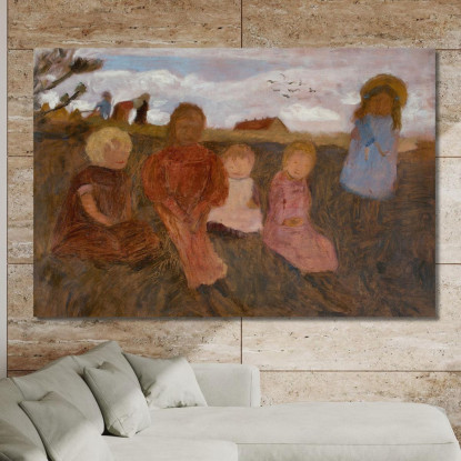 Cinque Bambini Su Un Pendio Elsbeth A Destra Paula Modersohn-Becker pmb12 quadro stampato su tela