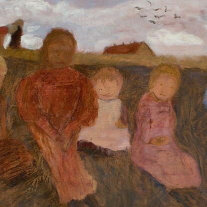 Cinque Bambini Su Un Pendio Elsbeth A Destra Paula Modersohn-Becker pmb12 quadro stampato su tela