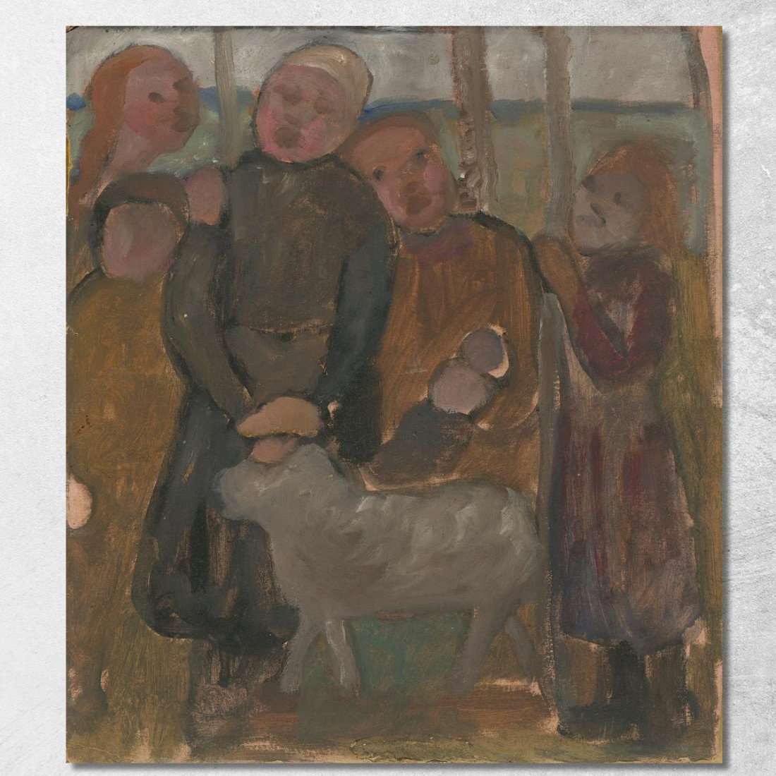 Cinque Bambini Con Pecora Paula Modersohn-Becker pmb13 quadro stampato su tela