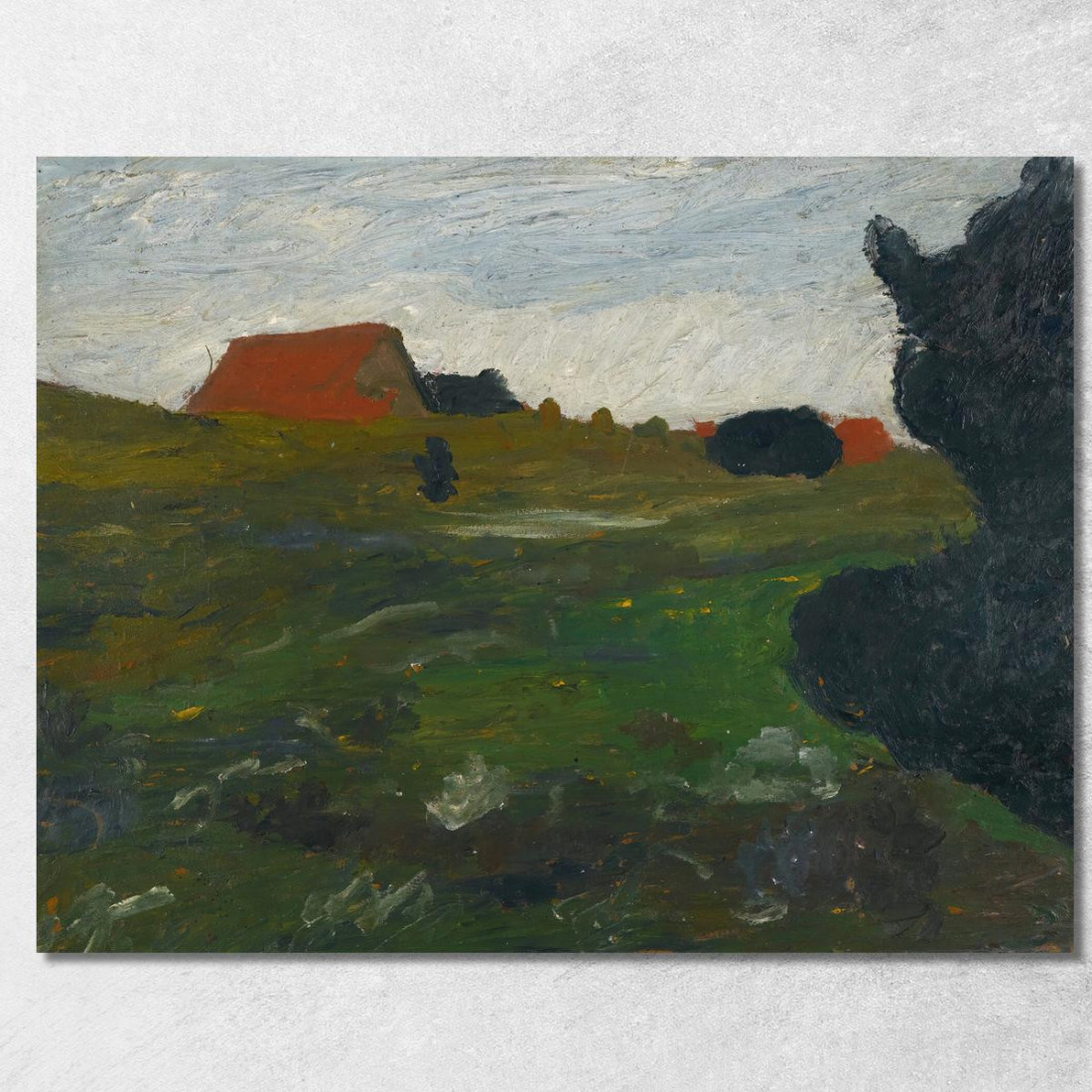 Paesaggio Con Cespuglio E Case Rosse Paula Modersohn-Becker pmb29 quadro stampato su tela