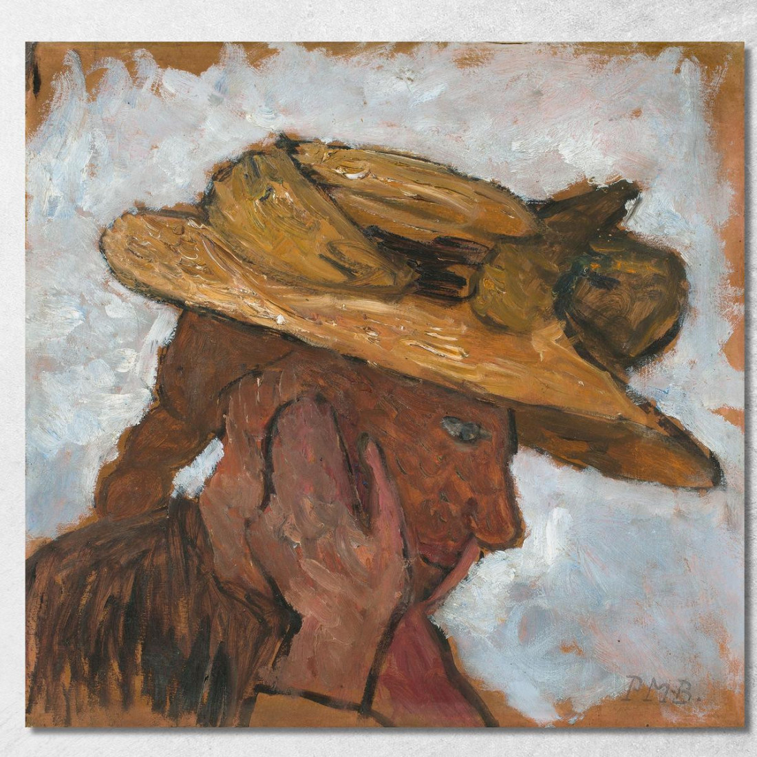 Ragazza Con Cappello Di Paglia In Profilo Verso Destra Paula Modersohn-Becker pmb32 quadro stampato su tela