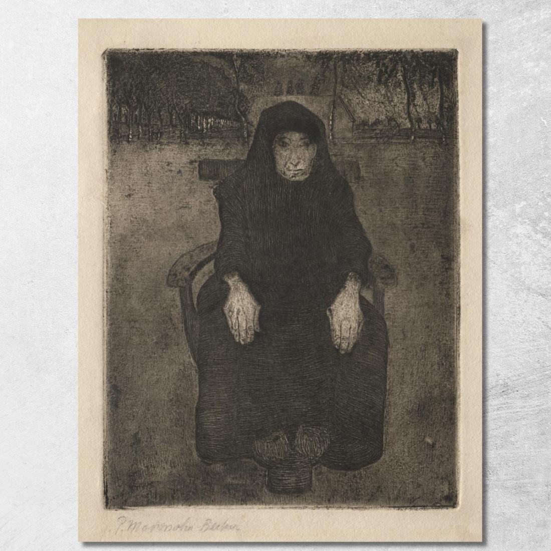 Vecchia Donna Seduta Paula Modersohn-Becker pmb37 quadro stampato su tela