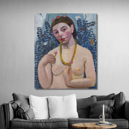 Autoritratto Come Mezza Figura Nuda Con Collana D'Ambra Ii Paula Modersohn-Becker pmb38 quadro stampato su tela