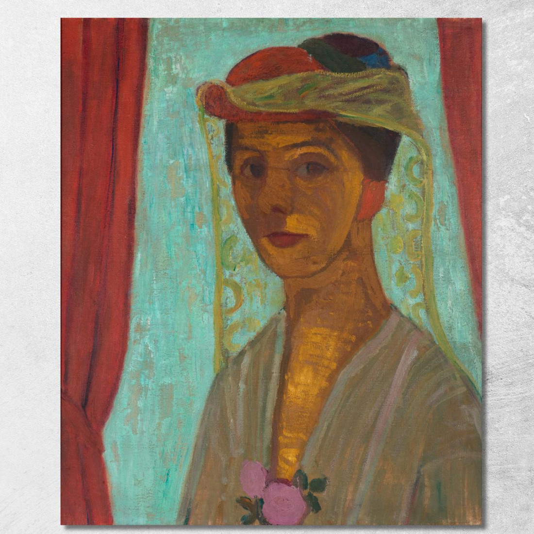 Autoritratto Con Cappello E Velo Paula Modersohn-Becker pmb42 quadro stampato su tela