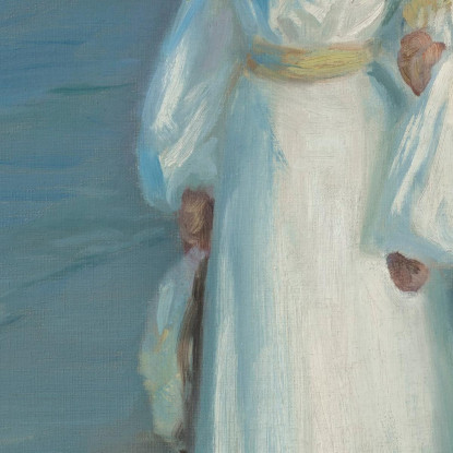 Sera D'Estate Sulla Spiaggia Di Skagen. Ritratto Della Moglie Dell'Artista Peder Severin Krøyer psk55 quadro stampato su tela