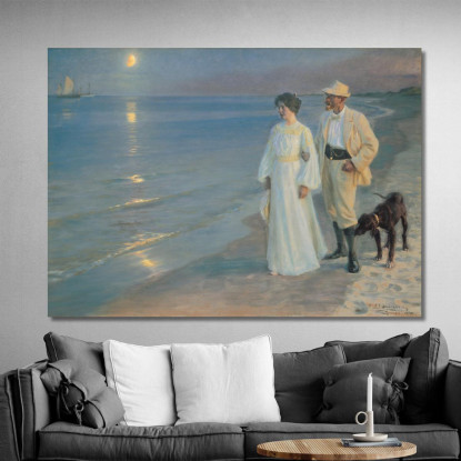 Sera D'Estate Sulla Spiaggia Di Skagen. Il Pittore E Sua Moglie Peder Severin Krøyer psk56 quadro stampato su tela