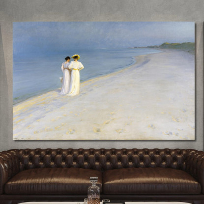 Sera D'Estate Sulla Spiaggia Sud Peder Severin Krøyer psk57 quadro stampato su tela