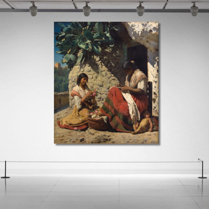 Due Donne Gitane Fuori Dalla Loro Casetta. Spagna Peder Severin Krøyer psk63 quadro stampato su tela