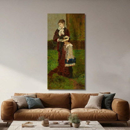 Signora Con Bambino Tina Blau tbl21 quadro stampato su tela