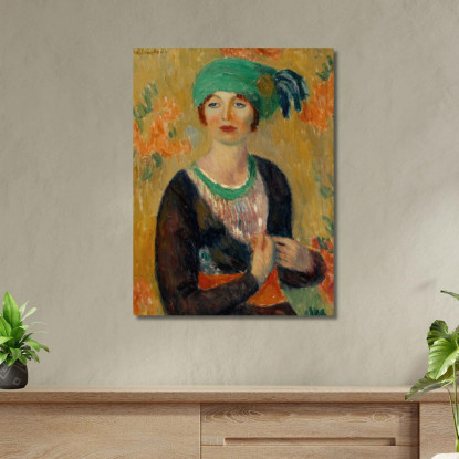 Ragazza Con Turbante Verde William James Glackens wjg18 quadro stampato su tela