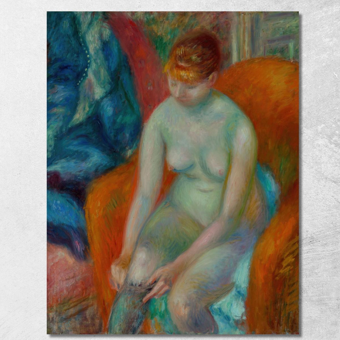 Nudo Che Indossa La Calza – Nudo Con Capelli Rossi William James Glackens wjg28 quadro stampato su tela