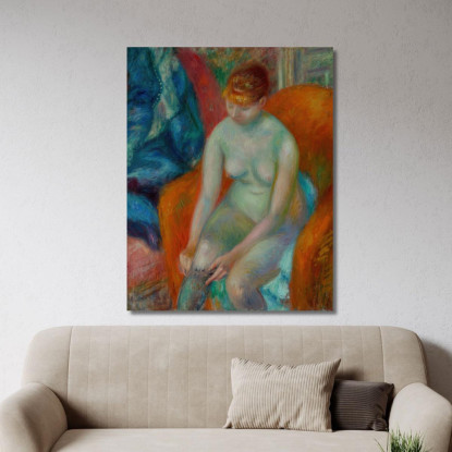 Nudo Che Indossa La Calza – Nudo Con Capelli Rossi William James Glackens wjg28 quadro stampato su tela