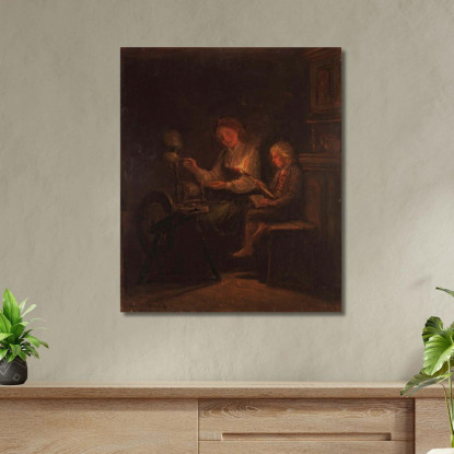 Accanto All'Arcolaio Adolph Tidemand atd12 quadro stampato su tela
